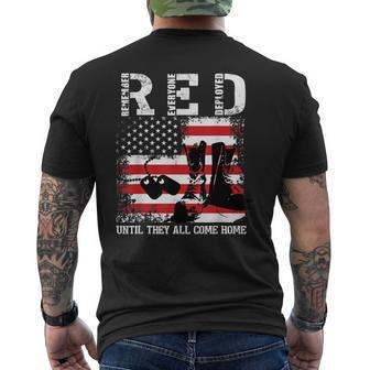 Red Friday Remember Everyone Deployed Usa Flag Army Military Mens Back Print T-shirt
