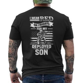 Red Friday For My Son Military Troops Deployed Wear Men's T-shirt Back Print - Seseable