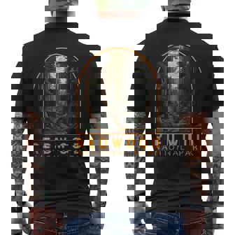 Redwood National Park Illustration Trail Emblem Men's Back Print T-shirt | Mazezy