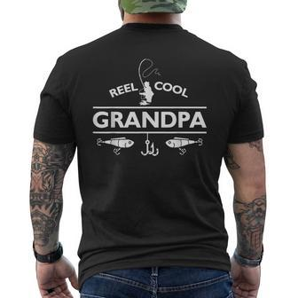 Mens Reel Cool Grandpa Fishing Fathers Day Men's Back Print T-shirt | Mazezy