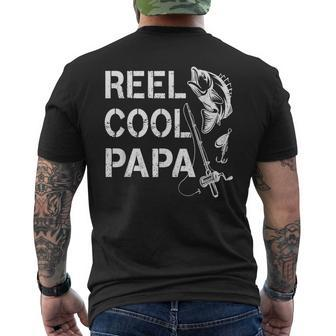 Reel Cool Papa Fishing Dad Gift Fathers Day Fisherman Fish Mens Back Print T-shirt
