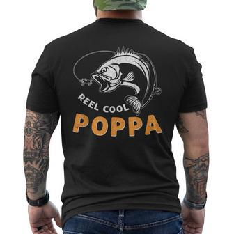 Reel Cool Poppa Fishing Lover Gifts For Fathers Day Mens Back Print T-shirt | Mazezy