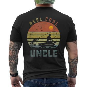 Reel Cool Uncle Fishing Dad Gifts Fathers Day Fisherman Mens Back Print T-shirt