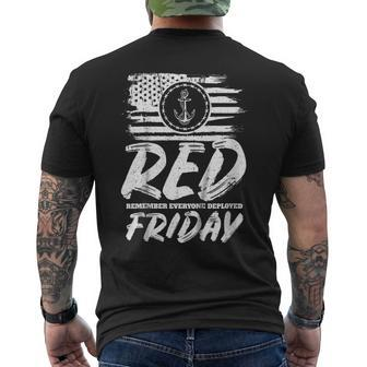 Remember Deployed Red Friday Navy Anchor Men's Back Print T-shirt | Mazezy