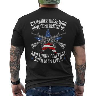 Remember The Fallen Soldiers Usa Flag American Memorial Day Men's T-shirt Back Print - Seseable