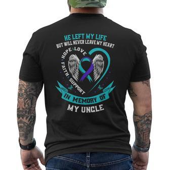 Remembrance In Memory Of My Uncle Suicide Awareness Memorial Mens Back Print T-shirt | Mazezy