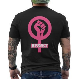 Resist Fist Womens Rights Logo Anti Trump Protest Men's Crewneck Short Sleeve Back Print T-shirt - Monsterry CA