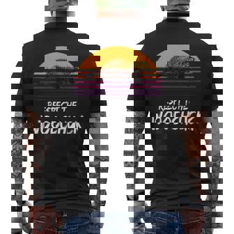 Respect The Groundhog Woodchuck Retro Ground-Hog Day Men's Back Print T-shirt | Mazezy