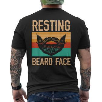 Mens Resting Beard Face Beard Lover Bearded Guy Mustache Men's Back Print T-shirt | Mazezy