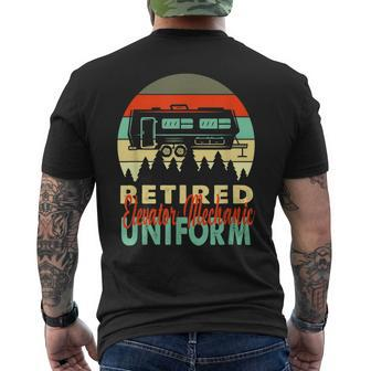Retired Elevator Mechanic Uniform Rv Camping Retirement Gift Mens Back Print T-shirt | Mazezy