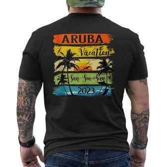 Retro Aruba Family Vacation 2023 Sunset Beach Summer Trip Mens Back Print T-shirt | Mazezy AU