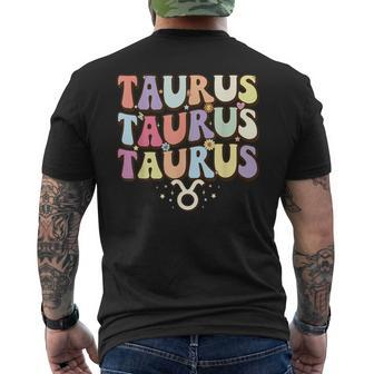 Retro Astrology Zodiac Sign April Or May Birthday Taurus Men's Back Print T-shirt | Mazezy