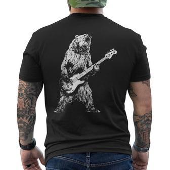 Retro Bear Playing Bass Guitar Bear Guitarist Music Lovers Men's Back Print T-shirt | Mazezy