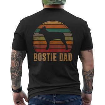 Retro Boston Terrier Dad Dog Owner Pet Bostie Father Men's T-shirt Back Print - Seseable