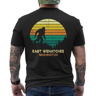 Retro East Wenatchee Washington Big Foot Souvenir Men's T-shirt Back Print - Seseable