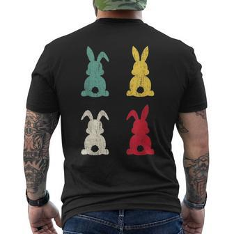 Retro Easter Bunny Cute Happy Easter Vintage Colorful Rabbit Men's T-shirt Back Print - Seseable