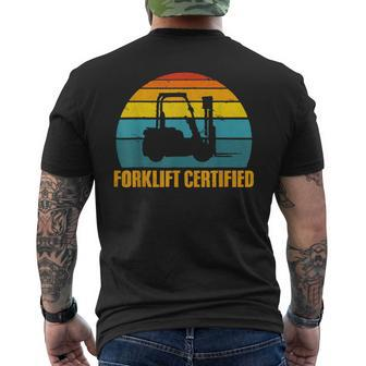 Retro Forklift Certified Forklift Operator Lift Truck Men's Back Print T-shirt | Mazezy