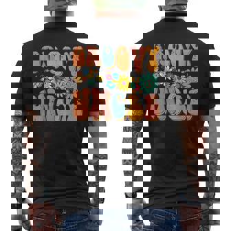Retro Groovy Birthday Family Matching Cute Groovy Uncle Men's Back Print T-shirt | Mazezy