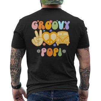 Retro Groovy Popi Grandpa Hippie Family Matching Fathers Day Men's Back Print T-shirt | Mazezy