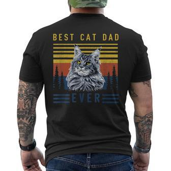 Retro Maine Coon Cat Best Cat Dad Ever Funny Cat Maine Coon Mens Back Print T-shirt - Seseable