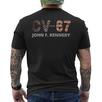 Retro Navy Aircraft Carrier Uss John F Kennedy Cv-67 Men's T-shirt Back Print - Seseable