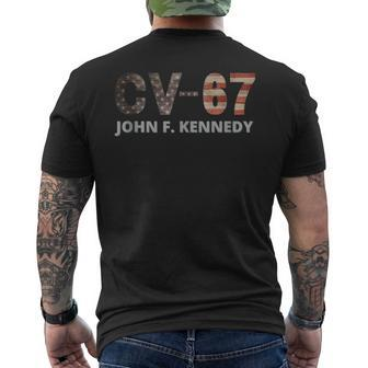 Retro Navy Aircraft Carrier Uss John F Kennedy Cv-67 Men's T-shirt Back Print - Seseable