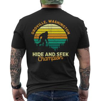 Retro Oroville Washington Big Foot Souvenir Men's T-shirt Back Print - Seseable