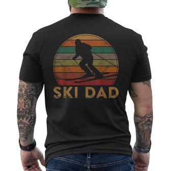 Mens Retro Ski Dad Sunset Winter Skiing Daddy Father Skier Men's T-shirt Back Print - Seseable