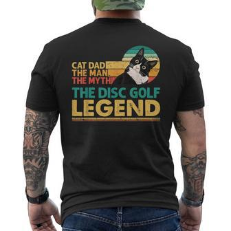 Retro Sunset Disc Golf Cat The Disc Golf Legend Outfit Gift For Mens Mens Back Print T-shirt - Seseable