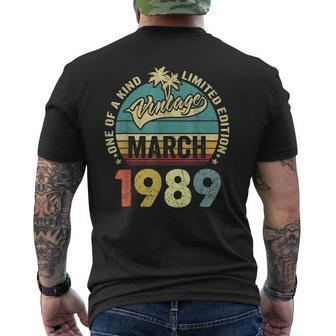 Retro Vintage 34Th Birthday Awesome Since March 1989 Men's T-shirt Back Print - Seseable