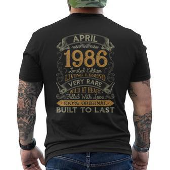 Retro Vintage April 1986 Birthday Party Born In 1986 Bday Men's Back Print T-shirt | Mazezy