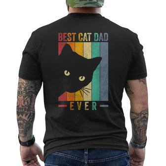 Mens Retro Vintage Best Cat Dad Ever Cat Daddy Fathers Day Men's T-shirt Back Print - Seseable