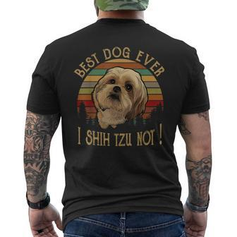 Retro Vintage Best Dog Ever I Shih Tzu Not Dog & Puppy Lover Men's T-shirt Back Print - Seseable