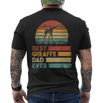 Retro Vintage Best Giraffe Dad Ever Animals Lover Men's T-shirt Back Print - Seseable