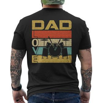 Retro Vintage Dad Love Drums Fathers Day Cool Men's T-shirt Back Print - Seseable