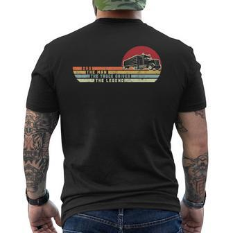 Retro Vintage Dad The Man Semi Truck Driver Legend Men's T-shirt Back Print - Seseable