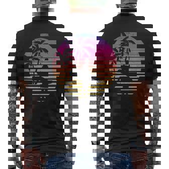 Retro Vintage Sunset Surfboarder Surfing Wave Surfer Men's Back Print T-shirt | Mazezy