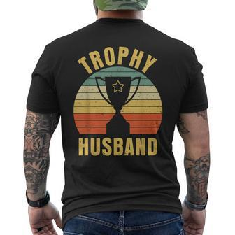 Retro Vintage Trophy Dad Husband Reward Best Father Men's Back Print T-shirt | Mazezy