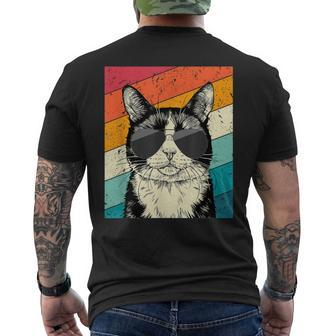 Retro Vintage Tuxedo Cat With Sunglasses Cat Lovers Men's T-shirt Back Print - Seseable