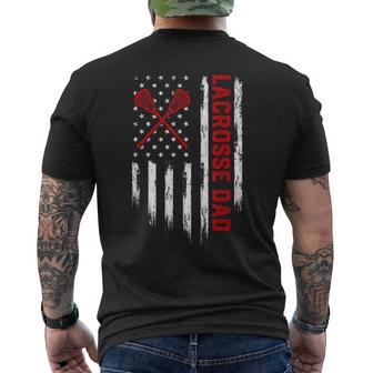 Mens Retro Vintage Usa American Flag Lacrosse Dad Patriotic Men's T-shirt Back Print - Seseable