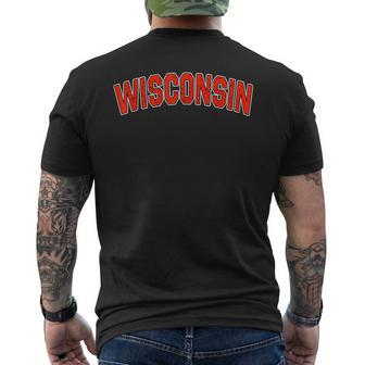 Retro Vintage Wisconsin State Wisconsin Varsity Men's T-shirt Back Print - Seseable