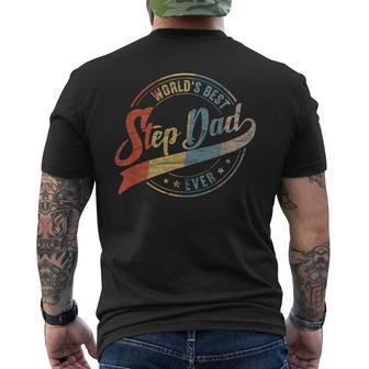 Retro Vintage Worlds Best Step Dad Ever Gift For Mens Mens Back Print T-shirt - Seseable