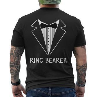 Ring Bearer Wedding Tux Bachelor Ceremony Groom Men's T-shirt Back Print - Seseable