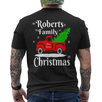 Roberts Family Christmas Matching Family Old Truck Mens Back Print T-shirt - Seseable
