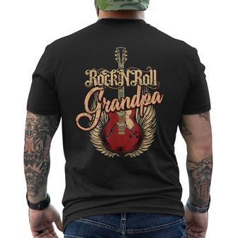Rock N Roll Grandpa Vintage Guitar Player Men's Back Print T-shirt | Mazezy