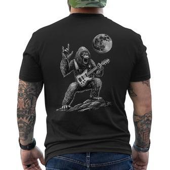 Rock On Bigfoot Sasquatch Loves Rock And Roll Funny Bigfoot Mens Back Print T-shirt | Mazezy