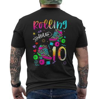 Rolling Into 10Th Birthday Leopard Roller Skates 10 Yrs Old Men's T-shirt Back Print - Seseable