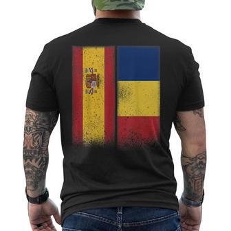 Romanian Flag Spain And Romania Proud Flags Men's Back Print T-shirt | Mazezy