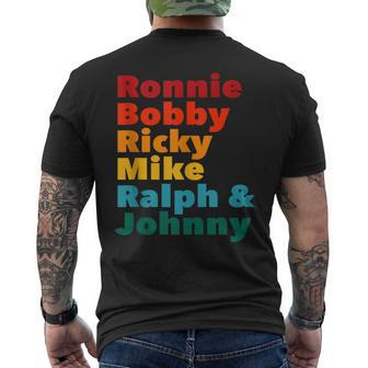 Ronnie Bobby Ricky Mike Ralph And Johnny 80S Hip-Hop Meme Men's Back Print T-shirt | Mazezy