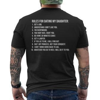 Rules For Dating My Daughter List Father Daddy Mens Back Print T-shirt | Mazezy